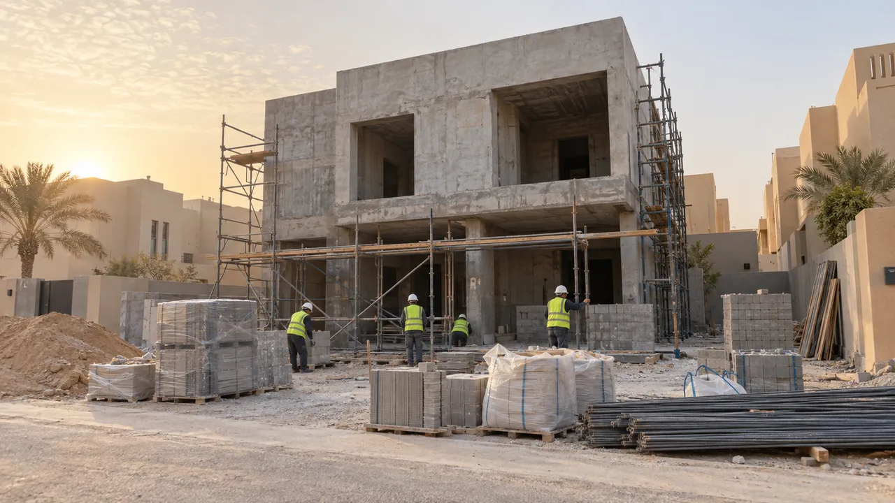 عودة العمل إلى هيكل متعثر مع تركيب السقالات وتوريد المواد