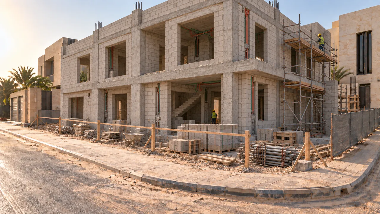 أعمال البلوك وفتحات النوافذ ومسارات التمديدات